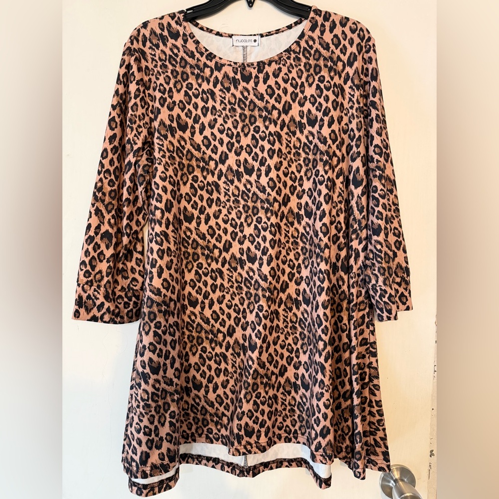 Nuggles Leopard Print A-Line Top in Tan and Black